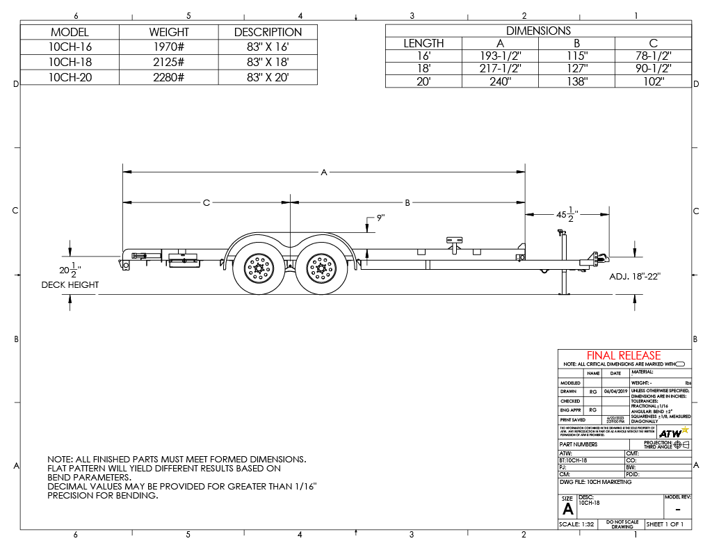 Big Tex 10CH trailer dimensions drawing