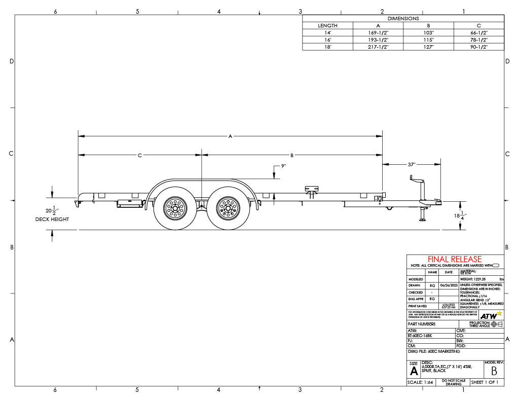 Big Tex 60EC trailer dimensions drawing