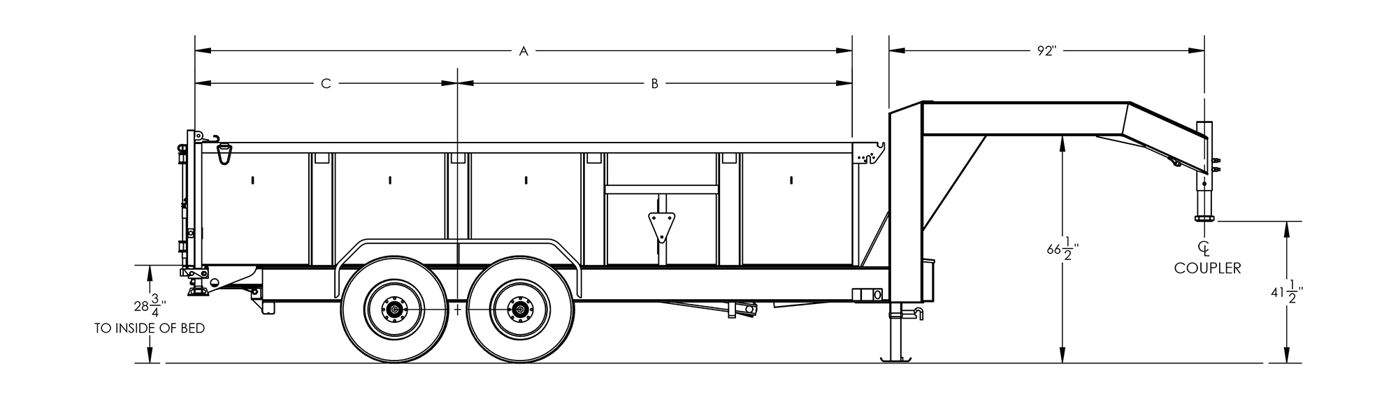 Big Tex 20GX trailer dimensions drawing