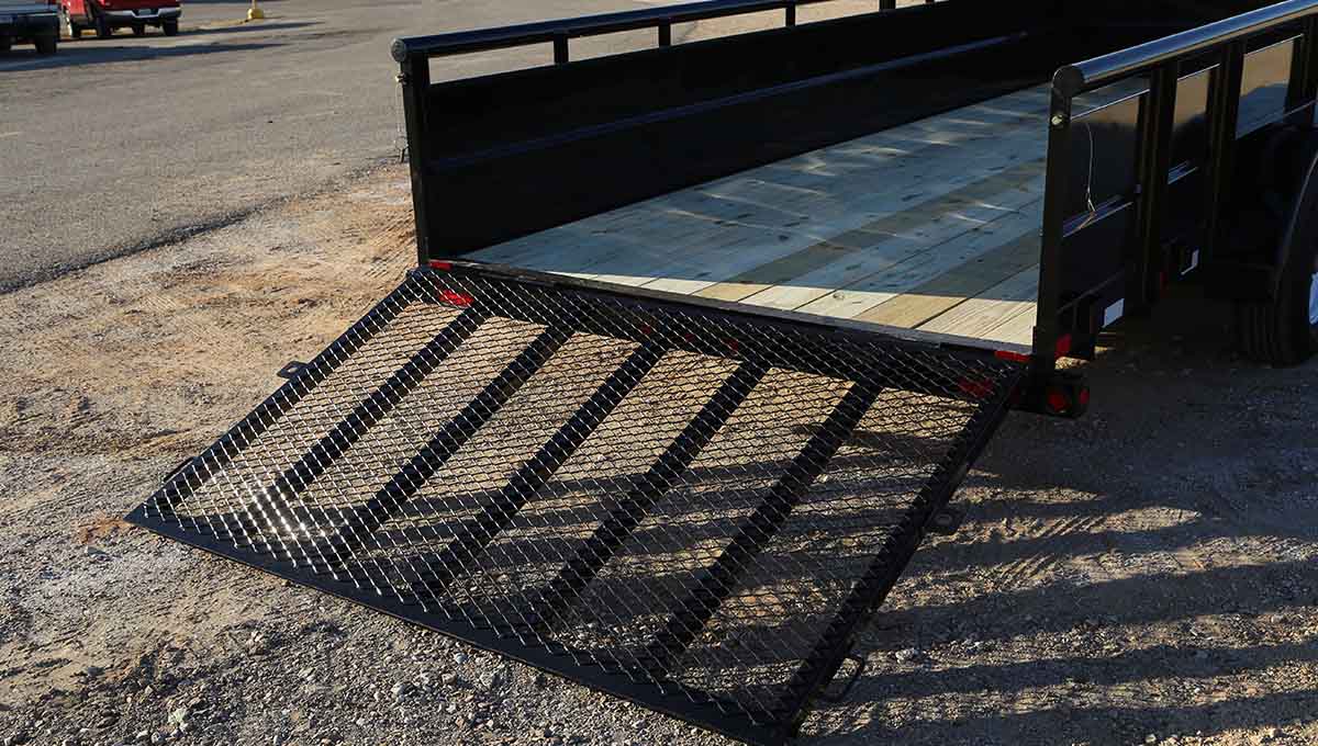 Big Tex 10TV rear rampgate on trailer